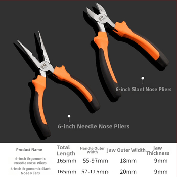 Baolian Clește de 8 inch cu vârf ascuțit, tăietor diagonal și tăietor de sârmă, pentru uz industrial, unealtă manuală multifuncțională