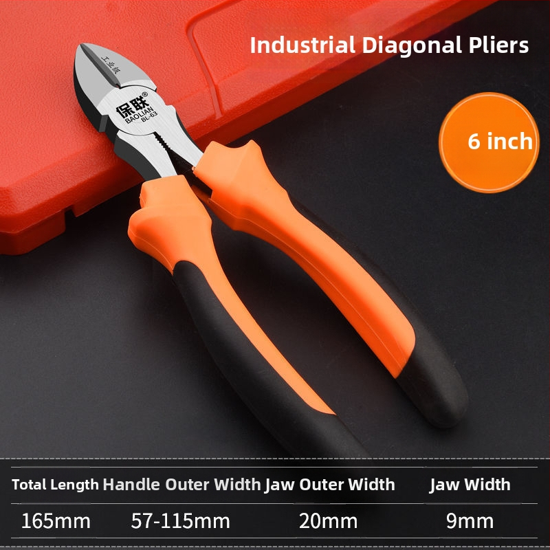 Baolian Clește de 8 inch cu vârf ascuțit, tăietor diagonal și tăietor de sârmă, pentru uz industrial, unealtă manuală multifuncțională