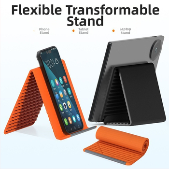 Suport din silicon flexibil, pliabil pentru telefon, suport universal pentru tablete și laptopuri, transformabil pentru călătorii și uz casnic