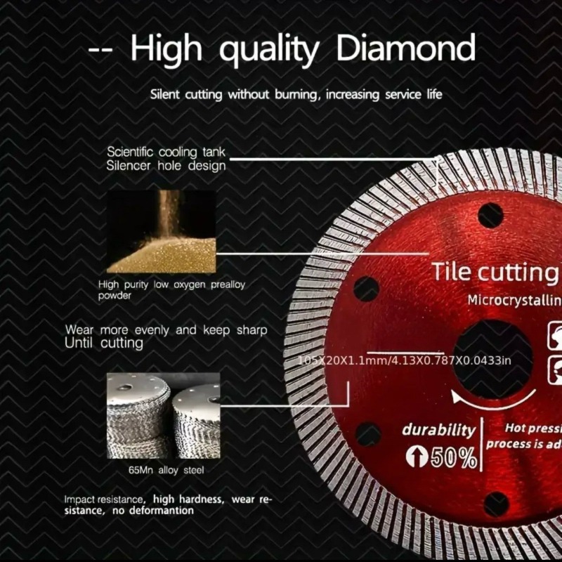 Disc de tăiere plăci 105/114, ceramic integral, disc de canelare pentru piatră, disc de tăiere beton