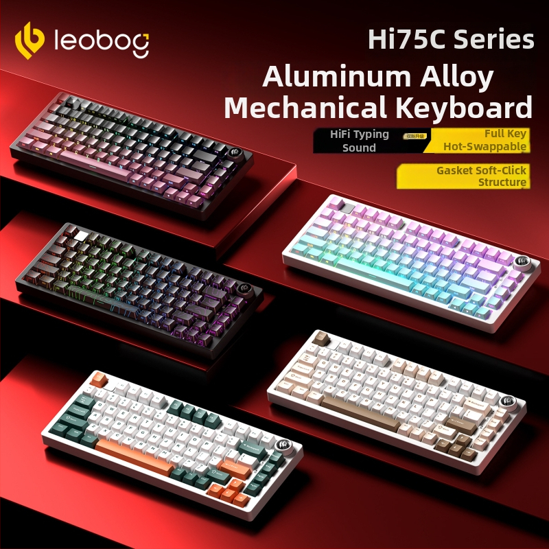 Leobog Hi75C клавиатурен комплект за персонализация с три режима и RGB осветление за гейминг, компютър и офис
