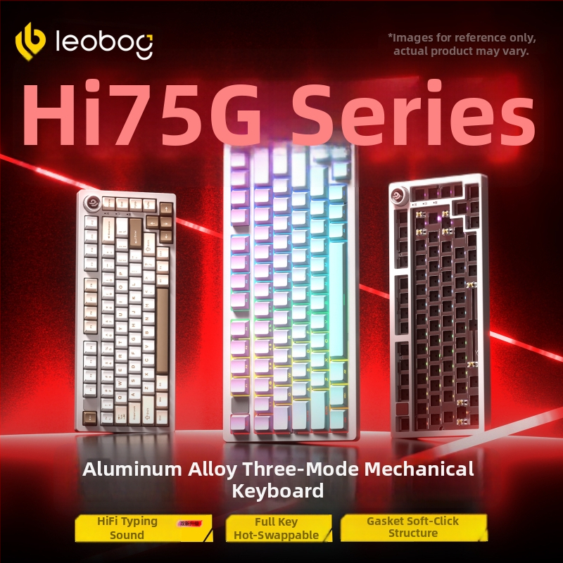 Leobog Hi75C клавиатурен комплект за персонализация с три режима и RGB осветление за гейминг, компютър и офис