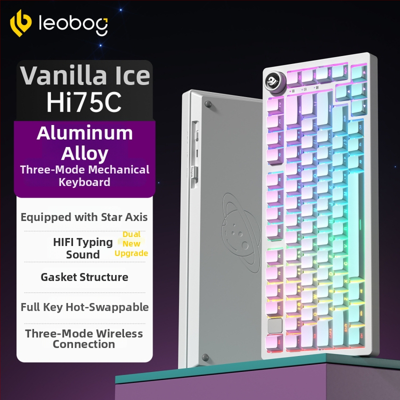 Leobog Hi75C клавиатурен комплект за персонализация с три режима и RGB осветление за гейминг, компютър и офис