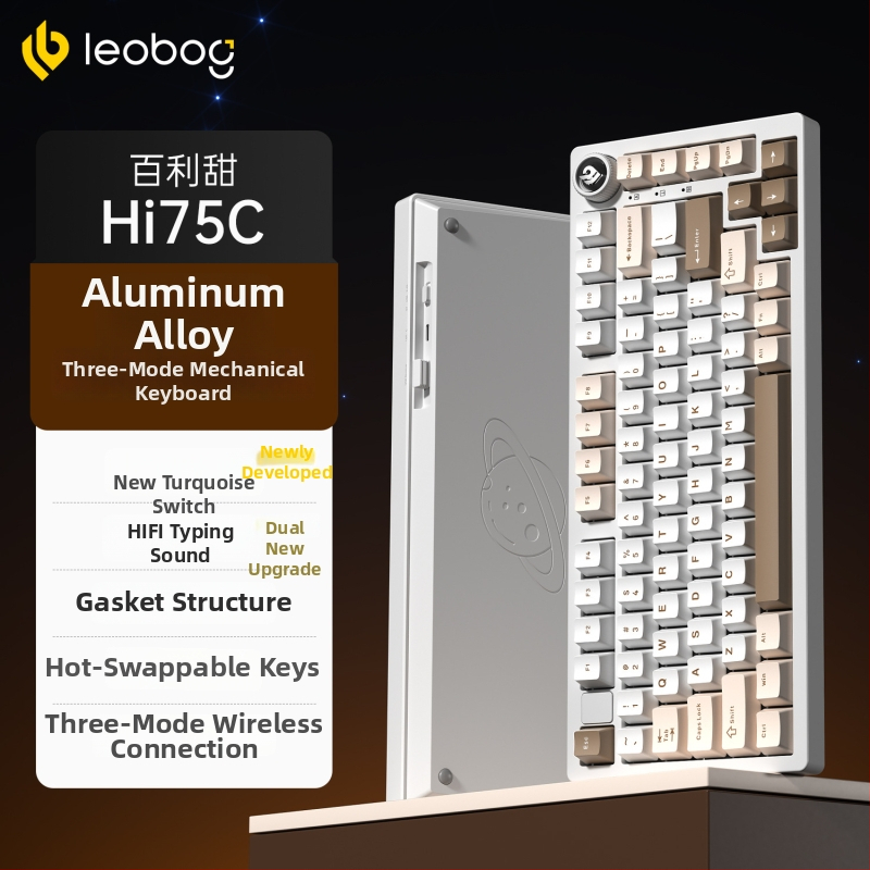 Leobog Hi75C клавиатурен комплект за персонализация с три режима и RGB осветление за гейминг, компютър и офис