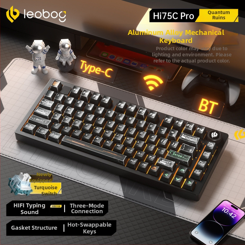 Leobog Hi75C клавиатурен комплект за персонализация с три режима и RGB осветление за гейминг, компютър и офис