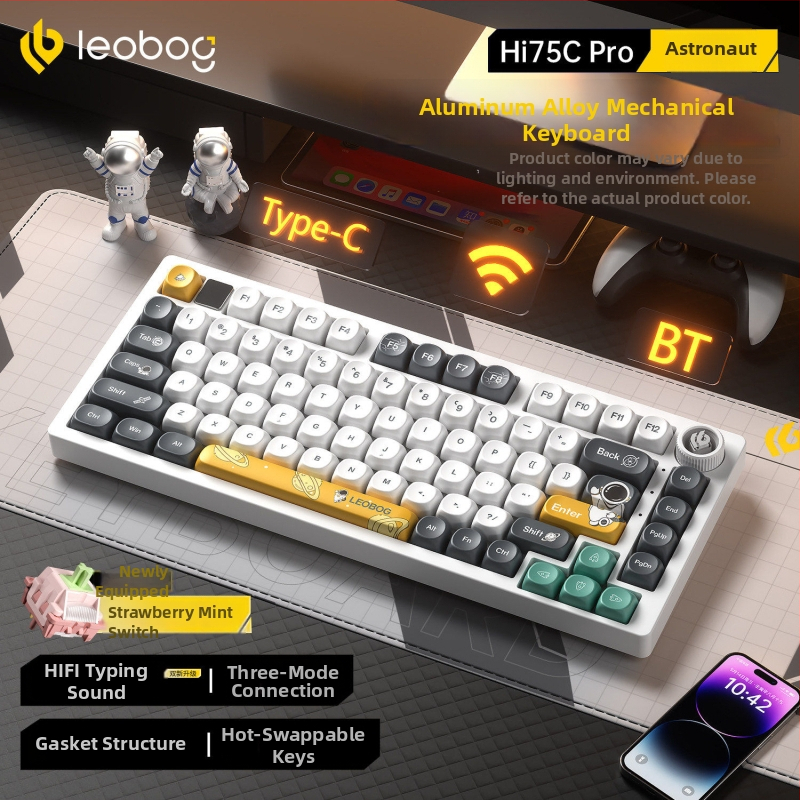 Leobog Hi75C клавиатурен комплект за персонализация с три режима и RGB осветление за гейминг, компютър и офис