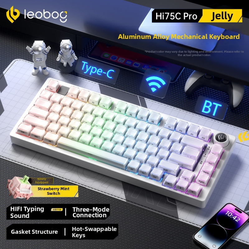 Leobog Hi75C клавиатурен комплект за персонализация с три режима и RGB осветление за гейминг, компютър и офис