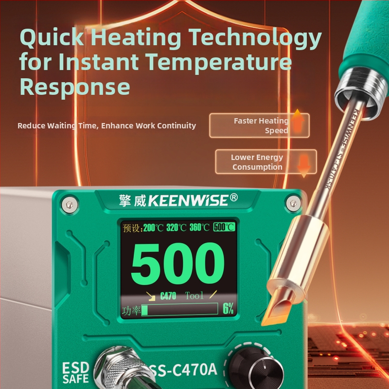 Qingwei C470 станция за запояване с висока мощност, професионално ниво, 500W, цифров дисплей с цветен екран, електронен паяльник, паяне и ремонт на литиеви батерии