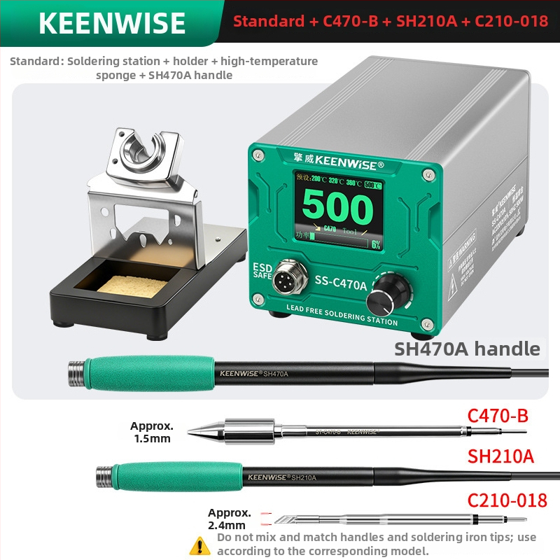 Qingwei C470 станция за запояване с висока мощност, професионално ниво, 500W, цифров дисплей с цветен екран, електронен паяльник, паяне и ремонт на литиеви батерии