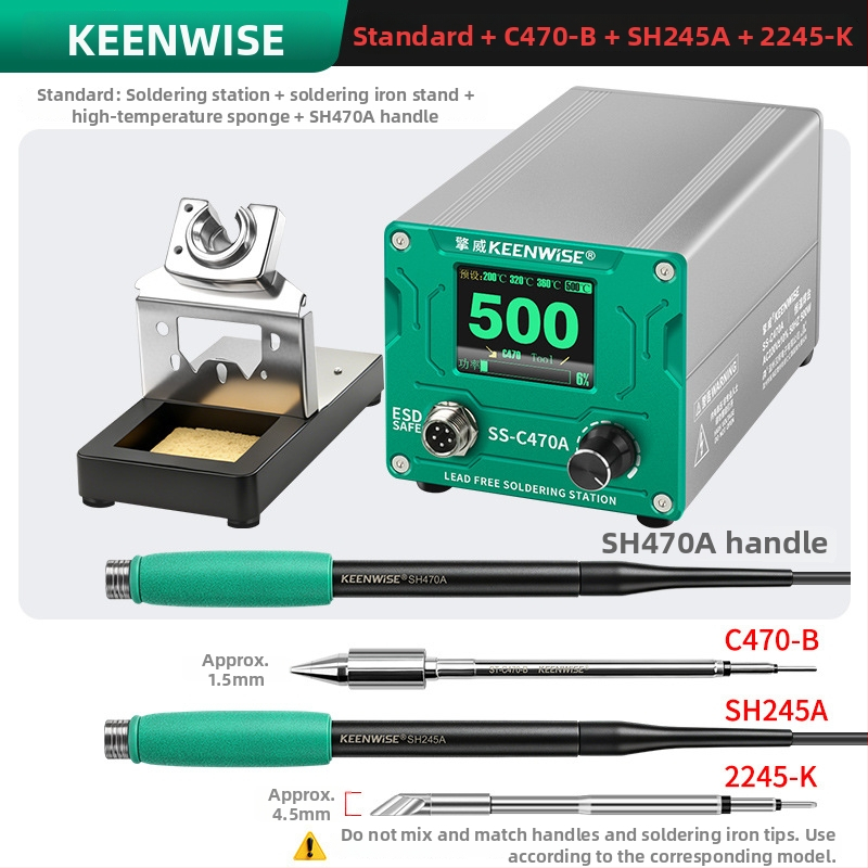 Qingwei C470 станция за запояване с висока мощност, професионално ниво, 500W, цифров дисплей с цветен екран, електронен паяльник, паяне и ремонт на литиеви батерии