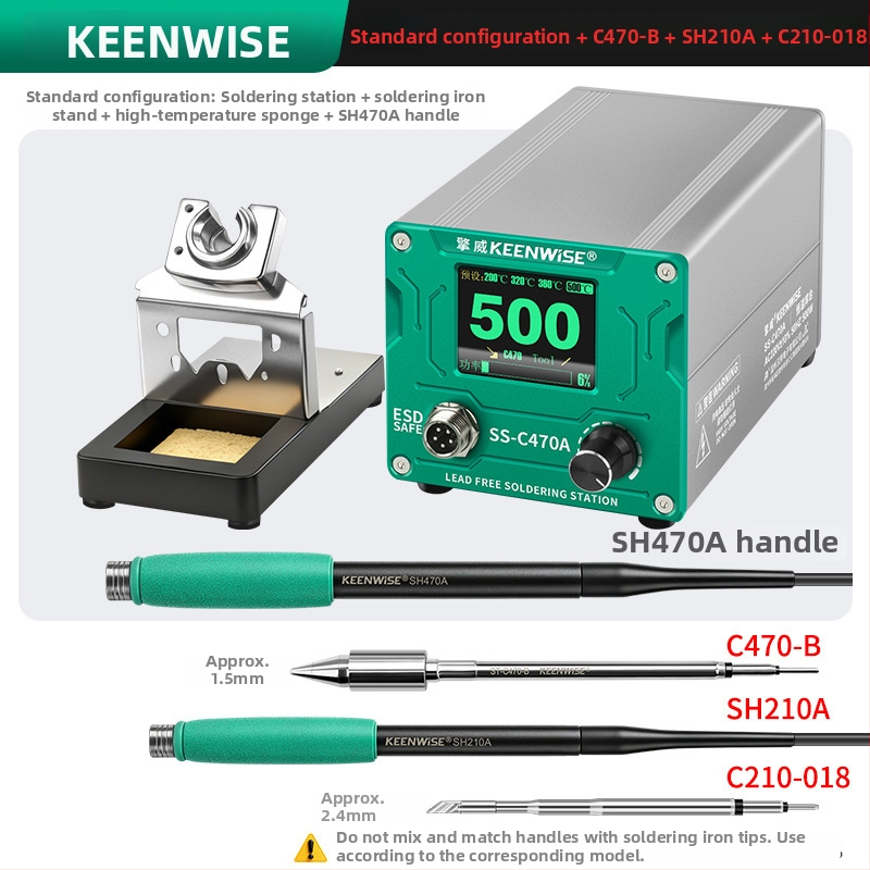 Qingwei C470 станция за запояване с висока мощност, професионално ниво, 500W, цифров дисплей с цветен екран, електронен паяльник, паяне и ремонт на литиеви батерии