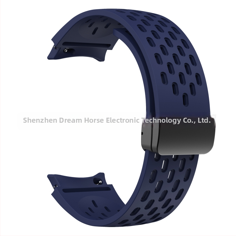 Силиконов каиш за Samsung Galaxy Watch7, 20 мм ширина, мрежест дизайн, магнитна закопчалка и сгъваема катарама