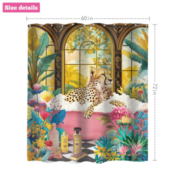 Завеса за душ от полиестер, дебела, дигитален печат, розов ретро леопард принт, персонализиран дизайн