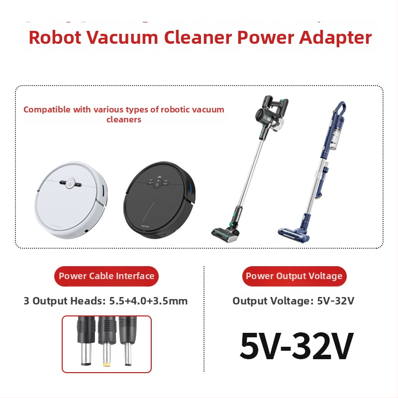 Adaptér na nabíjanie napájacieho kábla pre robotický vysávač, kompatibilný s 5V, 8,4V, 12,6V, 18V, 19V, 24V, 25V a 26V
