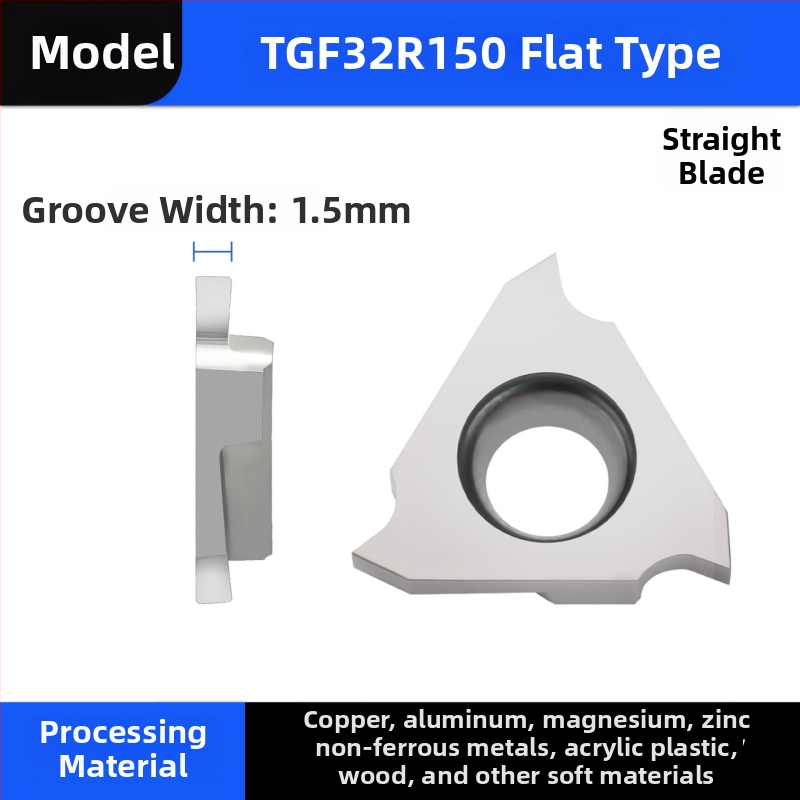 CNC инсерти за каналиране TGF32R, плосък нос, арковиден тип, 100150200, за алуминий, вертикален монтаж, жлеб за клипс, плитък жлеб