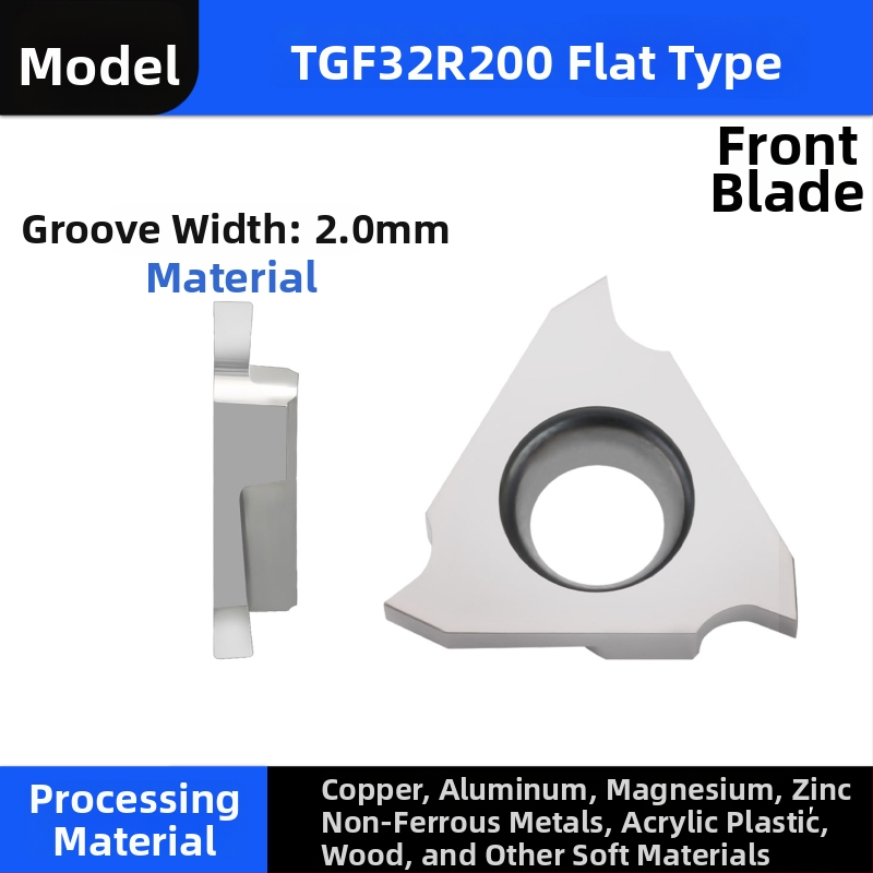 CNC инсерти за каналиране TGF32R, плосък нос, арковиден тип, 100150200, за алуминий, вертикален монтаж, жлеб за клипс, плитък жлеб