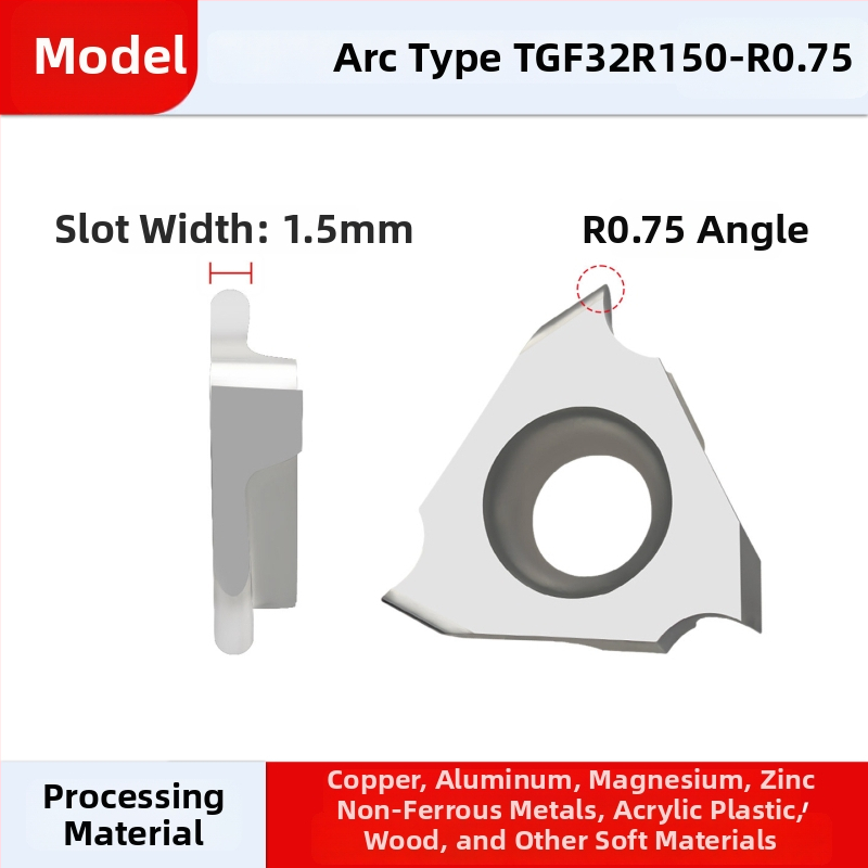 CNC инсерти за каналиране TGF32R, плосък нос, арковиден тип, 100150200, за алуминий, вертикален монтаж, жлеб за клипс, плитък жлеб