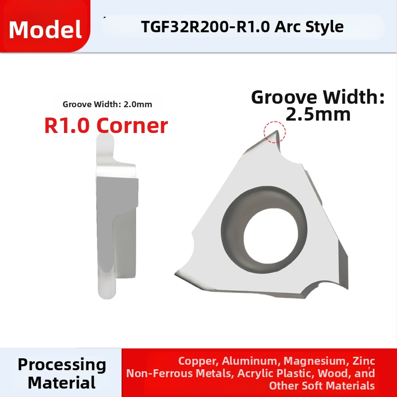 CNC инсерти за каналиране TGF32R, плосък нос, арковиден тип, 100150200, за алуминий, вертикален монтаж, жлеб за клипс, плитък жлеб