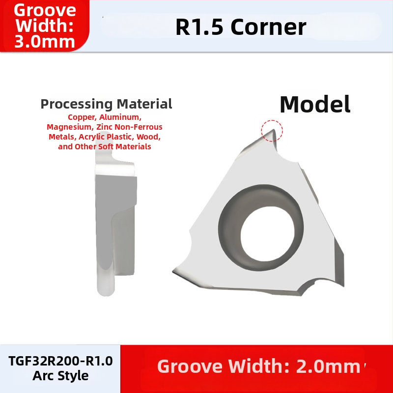CNC инсерти за каналиране TGF32R, плосък нос, арковиден тип, 100150200, за алуминий, вертикален монтаж, жлеб за клипс, плитък жлеб