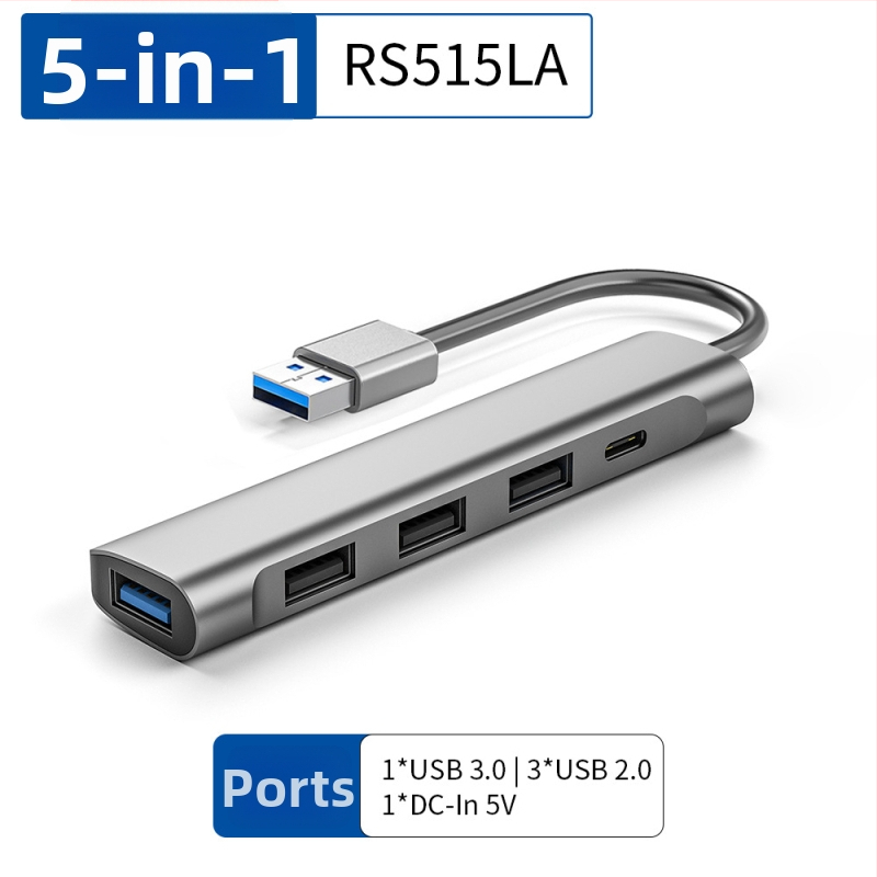 Ai Rongsheng 5-в-1 USB 3.0 хъб с 4 порта и захранване DC 5V