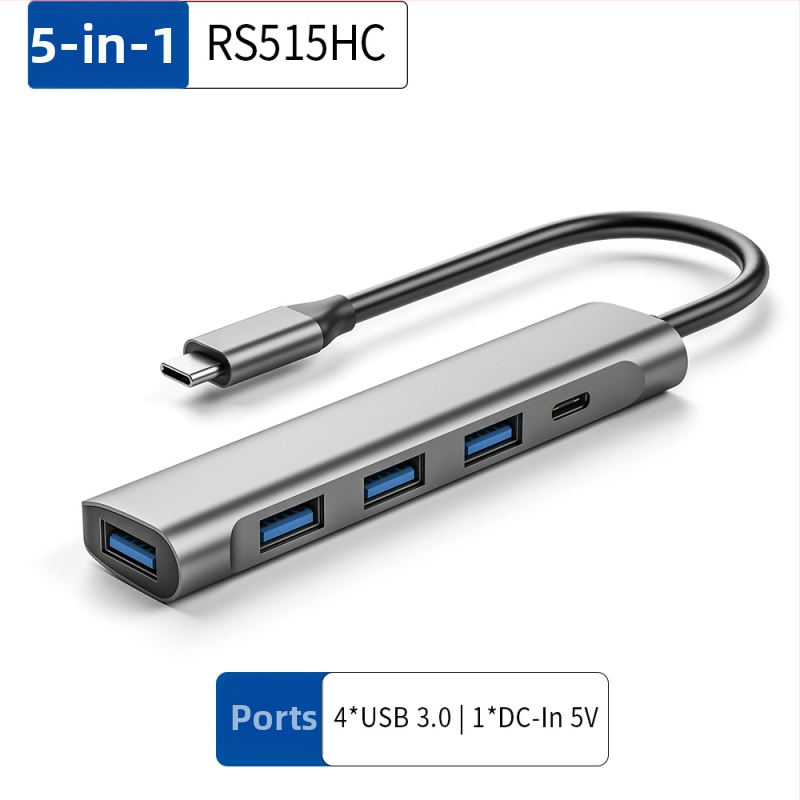 Ai Rongsheng 5-в-1 USB 3.0 хъб с 4 порта и захранване DC 5V