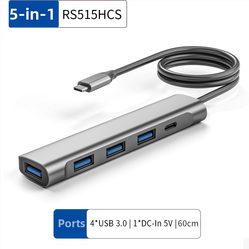 Ai Rongsheng 5-в-1 USB 3.0 хъб с 4 порта и захранване DC 5V