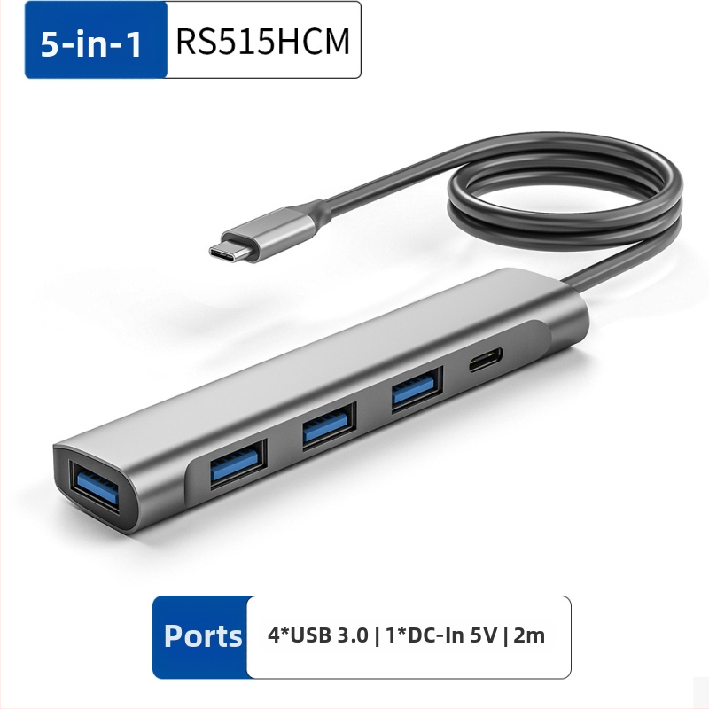 Ai Rongsheng 5-в-1 USB 3.0 хъб с 4 порта и захранване DC 5V