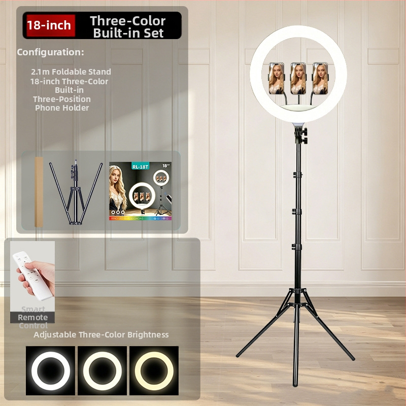 RGB LED пръстен светлина 18 инча с 22-инчов трипод за селфи и лайв стрийминг