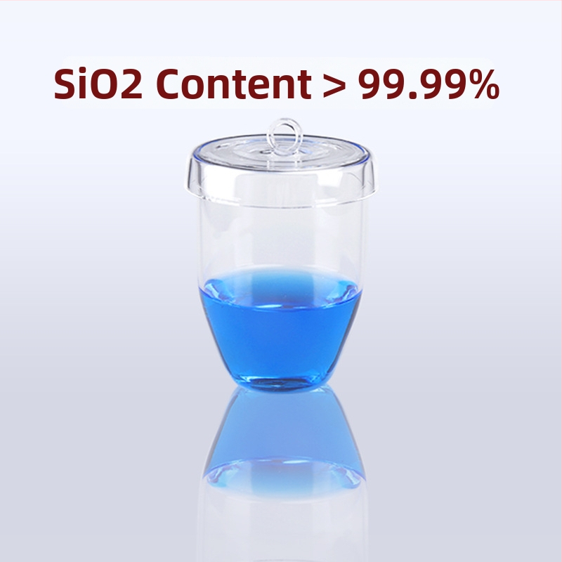 Vysoko čistý, vysokoteplotný kremenný téglik 50/100/200/300 ml, odolný voči kyselinám a zásadám do 1400 °C, vysoko transparentný