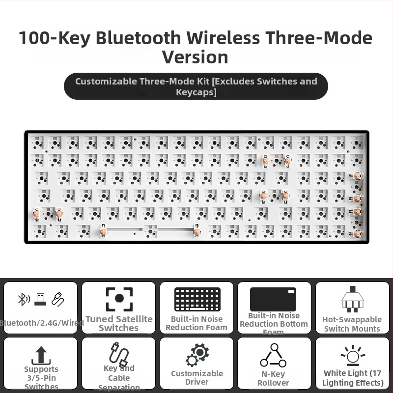 87 клавиша безжична механична клавиатура комплект с 2,4G и Bluetooth и три режима, RGB осветление, персонализируеми гнезда за превключватели, DIY