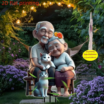 Câine drăguț sărutând micul stăpân — țăruș de grădină decorativ cu colector solar