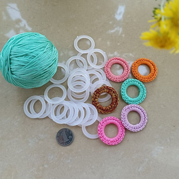 Inele rotunde din plastic pentru croșetarea genților – accesorii croșate manual și kit materiale din fir