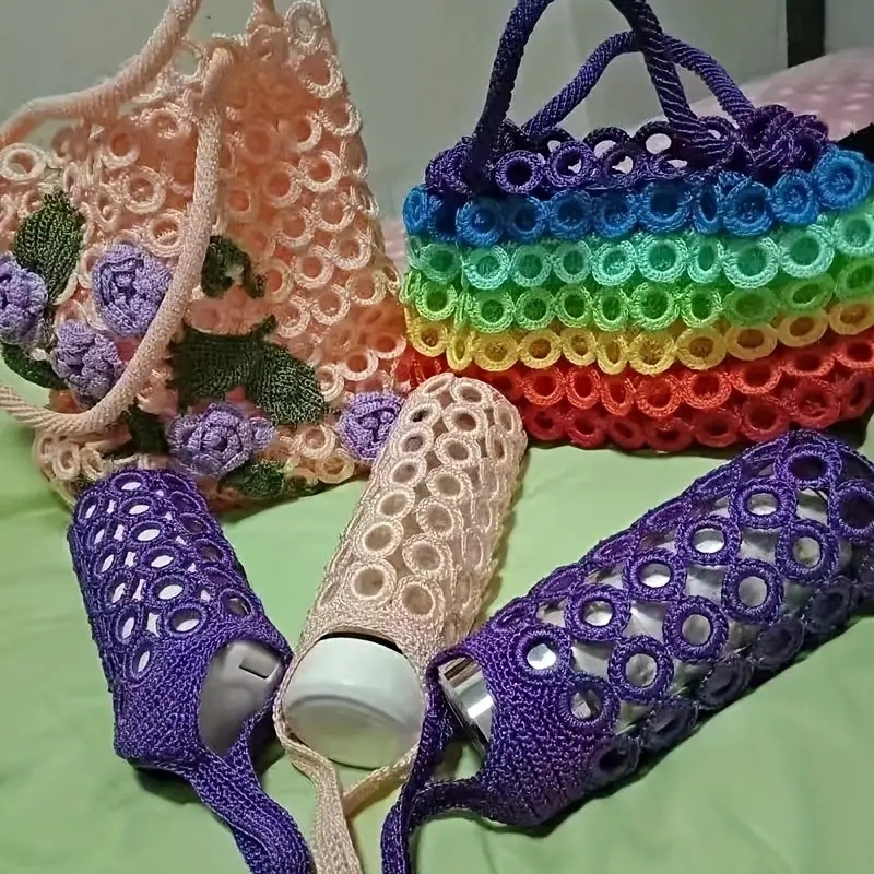 Inele rotunde din plastic pentru croșetarea genților – accesorii croșate manual și kit materiale din fir