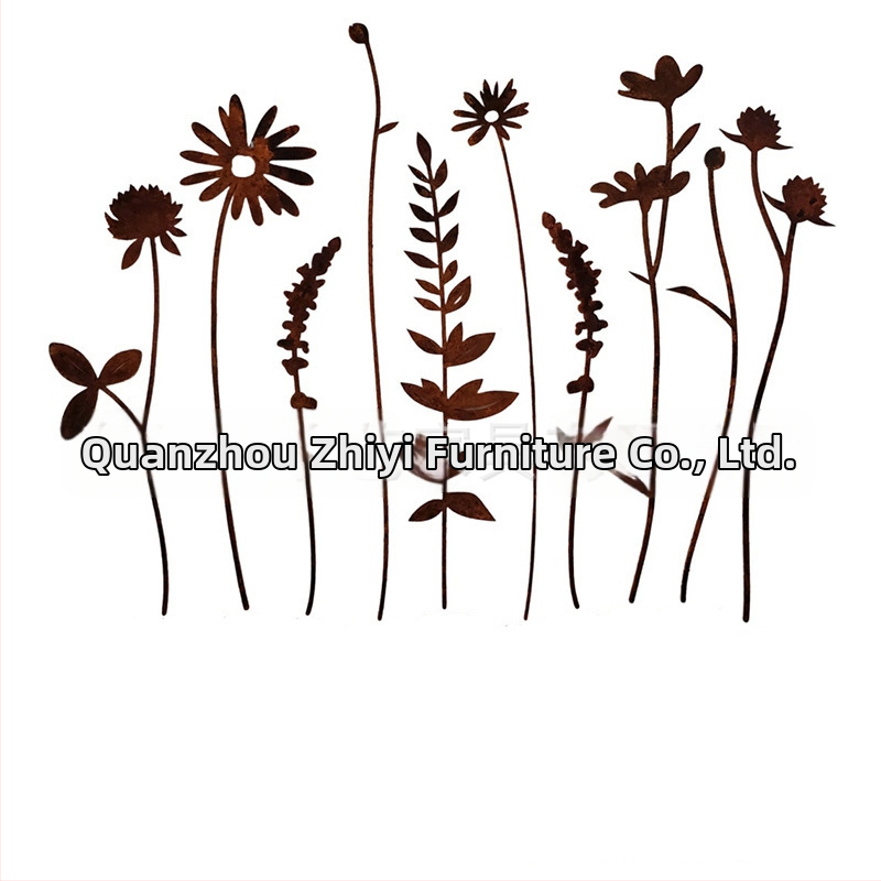 Flori de fier ruginite pentru grădină – ornament cu flori artificiale
