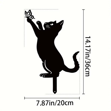 Silhuetă de pisică din metal – suport pentru grădină, decor exterior