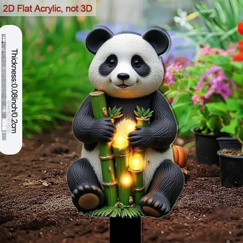 Figurină panda din rășină, pentru decor de grădină și curte, scenă 2D