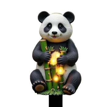 Figurină panda din rășină, pentru decor de grădină și curte, scenă 2D