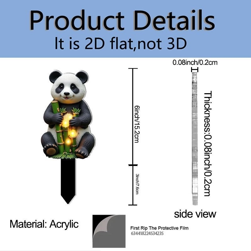 Figurină panda din rășină, pentru decor de grădină și curte, scenă 2D