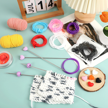 Set tuburi din silicon antiderapante pentru tricotat, unelte DIY pentru ace, opritoare pentru ace, ghid roz pentru ață