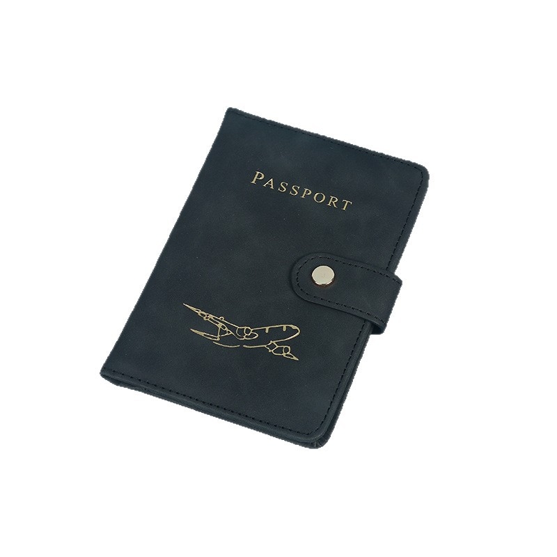 Portcard din piele pentru pașaport și documente de călătorie, cataramă metalică, logo personalizabil, spațiu portabil pentru bilete