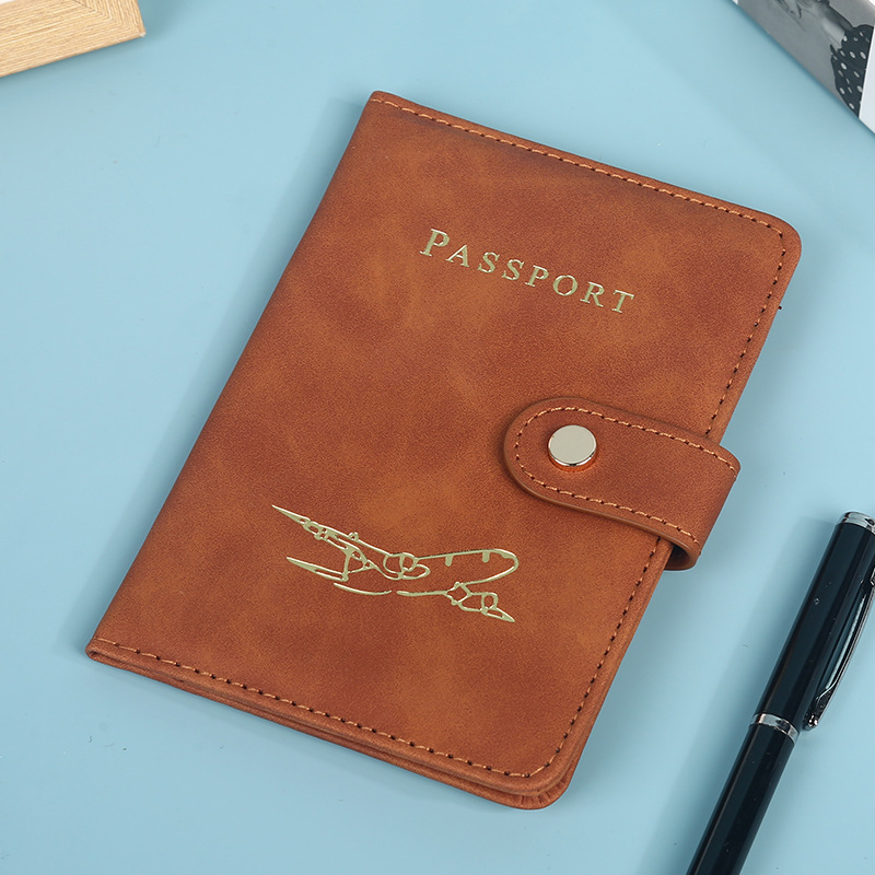 Portcard din piele pentru pașaport și documente de călătorie, cataramă metalică, logo personalizabil, spațiu portabil pentru bilete