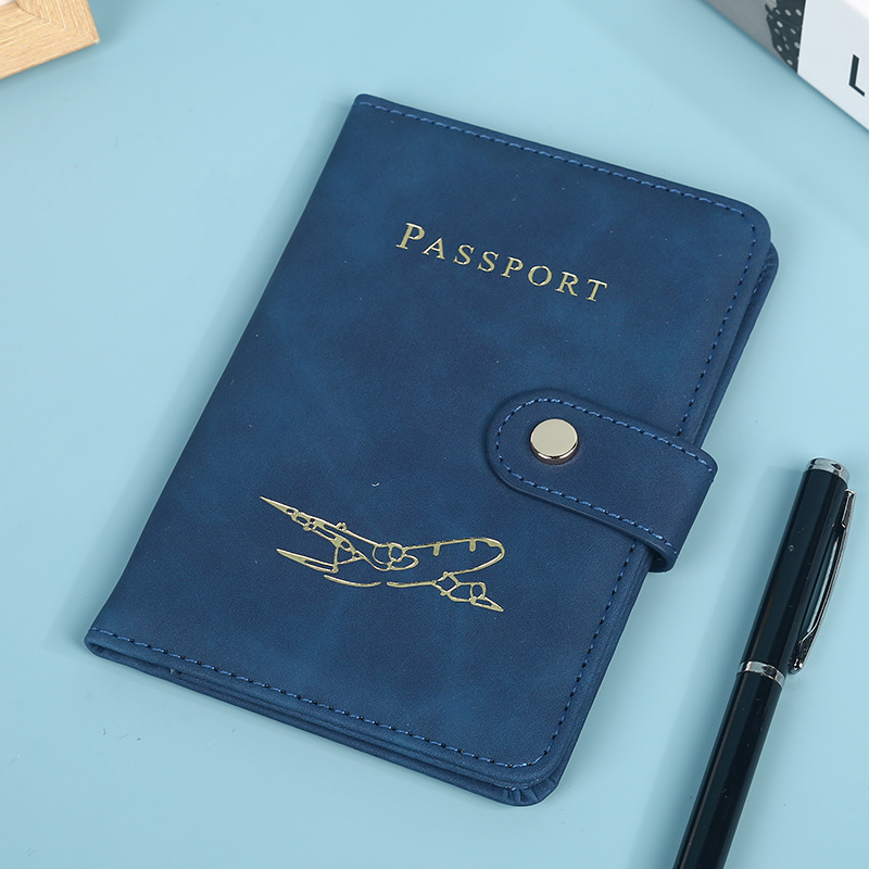 Portcard din piele pentru pașaport și documente de călătorie, cataramă metalică, logo personalizabil, spațiu portabil pentru bilete