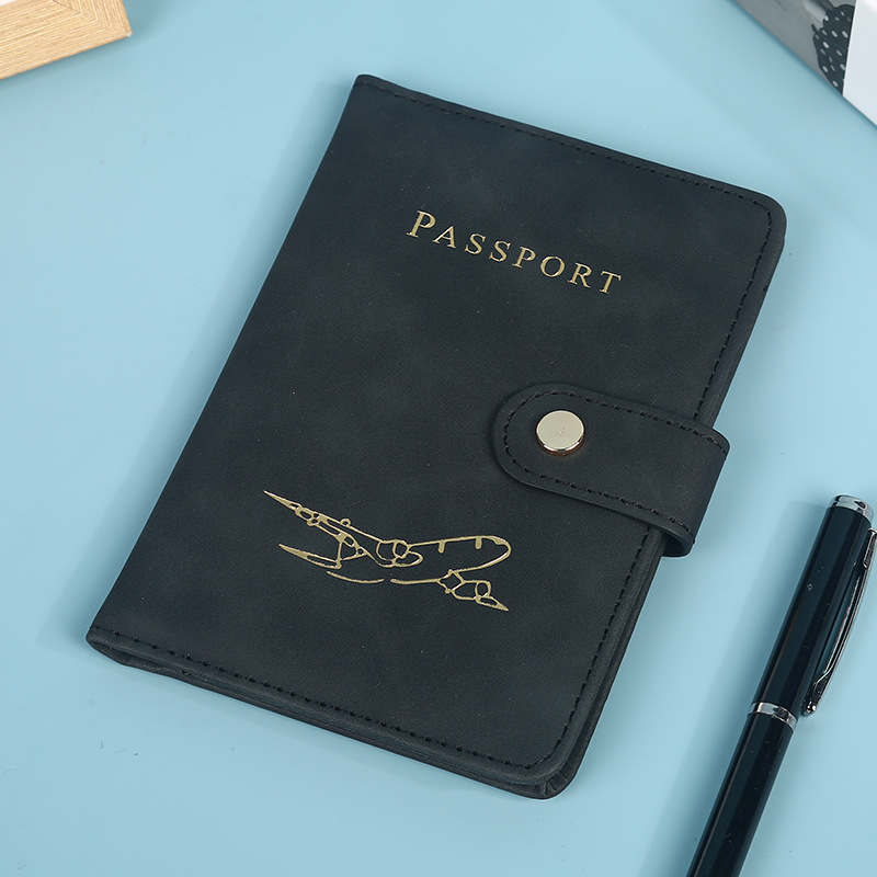 Portcard din piele pentru pașaport și documente de călătorie, cataramă metalică, logo personalizabil, spațiu portabil pentru bilete