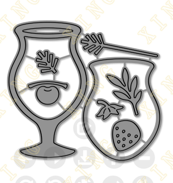 Set de tăietori pentru DIY: pahare de cocktail cu citrice și căpșune, decor cu stele, pentru embossing, scrapbooking și felicitări