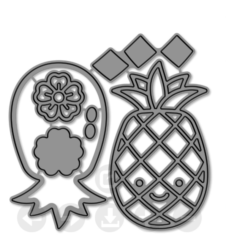 Set de tăietori pentru DIY: pahare de cocktail cu citrice și căpșune, decor cu stele, pentru embossing, scrapbooking și felicitări