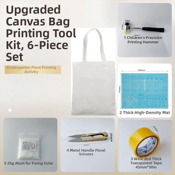 Kit de imprimare pe țesături cu frunze pentru copii — ciocan din cauciuc pentru xilogravură și trusă de instrumente DIY