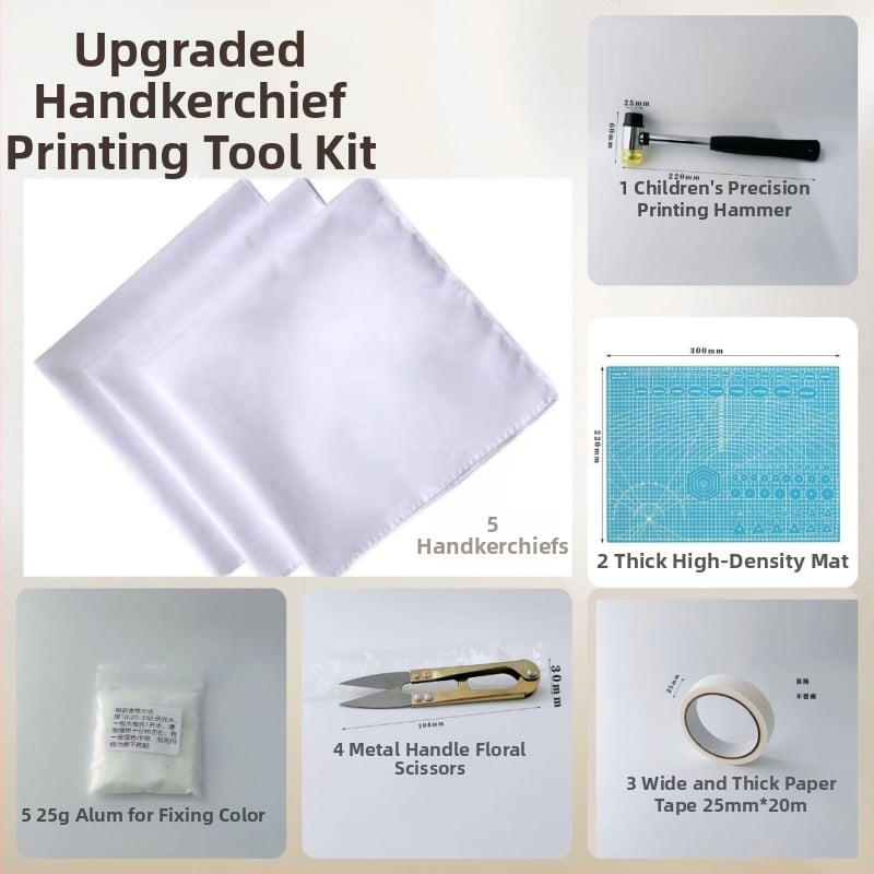 Kit de imprimare pe țesături cu frunze pentru copii — ciocan din cauciuc pentru xilogravură și trusă de instrumente DIY