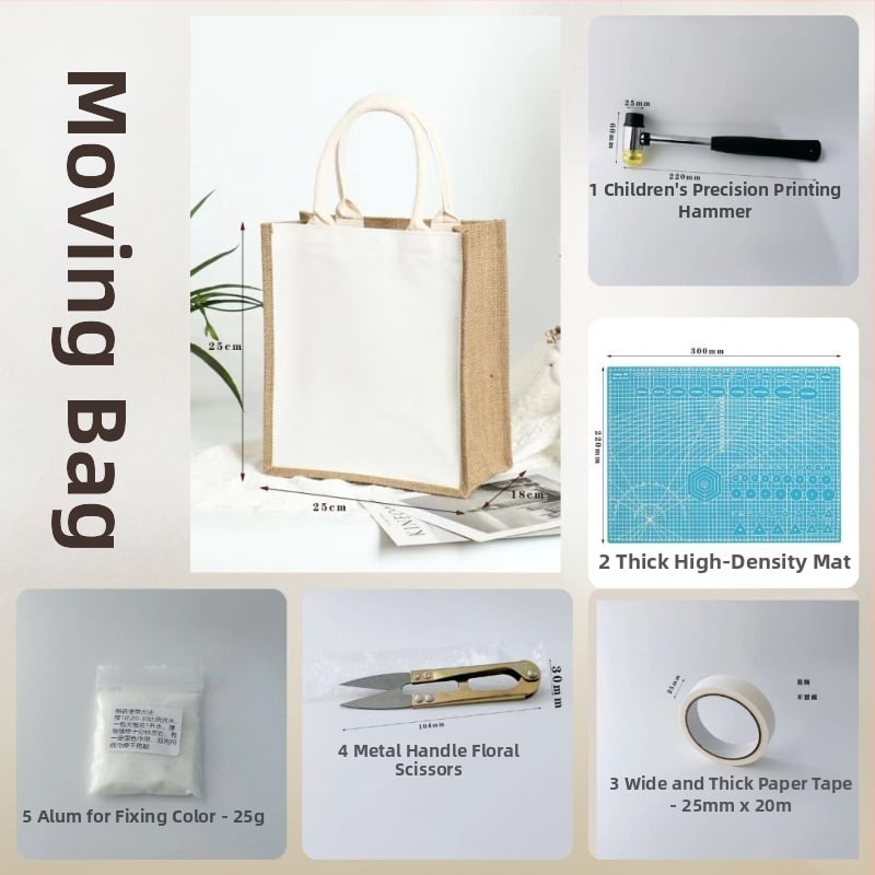 Kit de imprimare pe țesături cu frunze pentru copii — ciocan din cauciuc pentru xilogravură și trusă de instrumente DIY