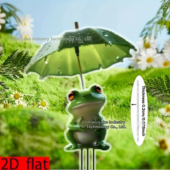 Figură decorativă 2D din acril, broscuță cu umbrelă, pentru grădină în aer liber