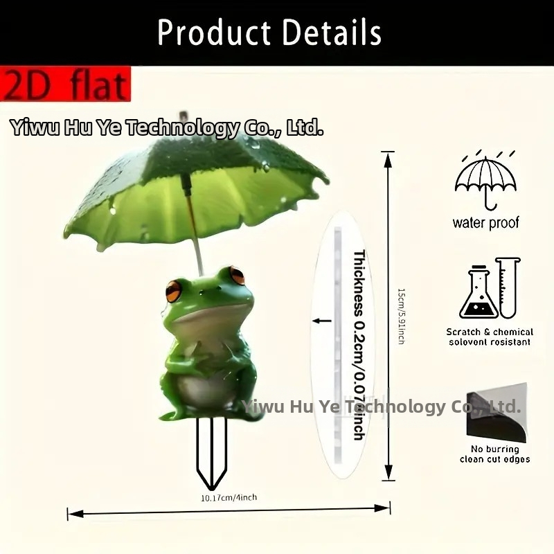 Figură decorativă 2D din acril, broscuță cu umbrelă, pentru grădină în aer liber